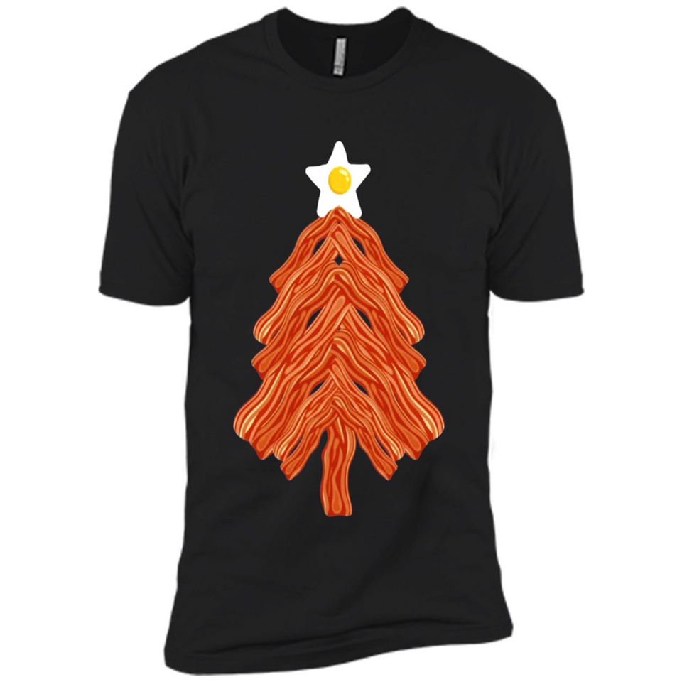 Bacon & Eggs Over Easy Fried Food Breakfast Xmas Tree Foodie - Premium Short Sleeve T-Shirt