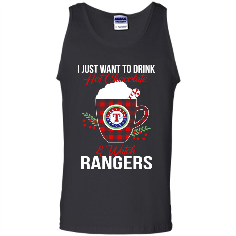 I Just Want To Drink Hot Chocolate & Watch Texas Rangers Ugly Christmas Sweater PINGPONG