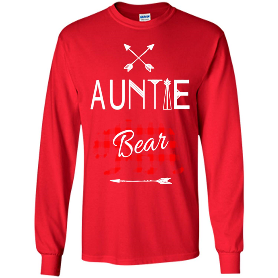Aunt Shirt Buffalo Plaid Family Camp Bear Tee - Long Sleeve T-Shirt