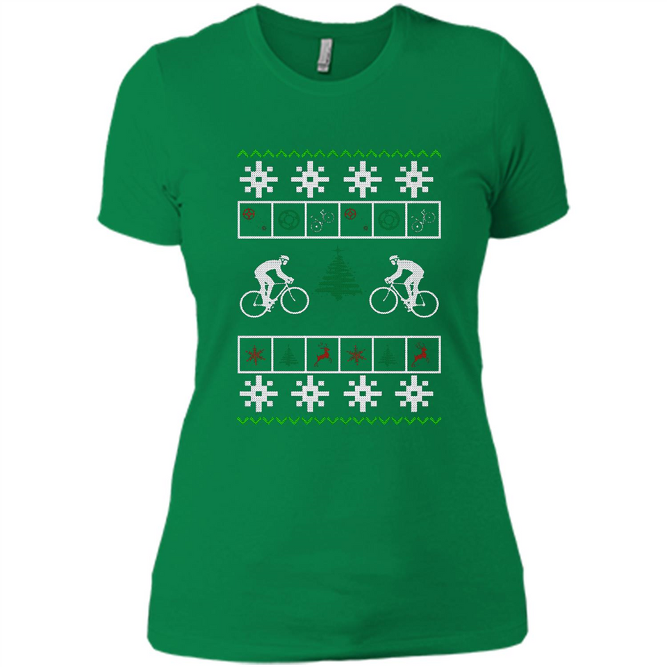Christmas Ugly Sweater Cycling - Best Ugly Christmas Sweater - Ladies' Boyfriend T-Shirt