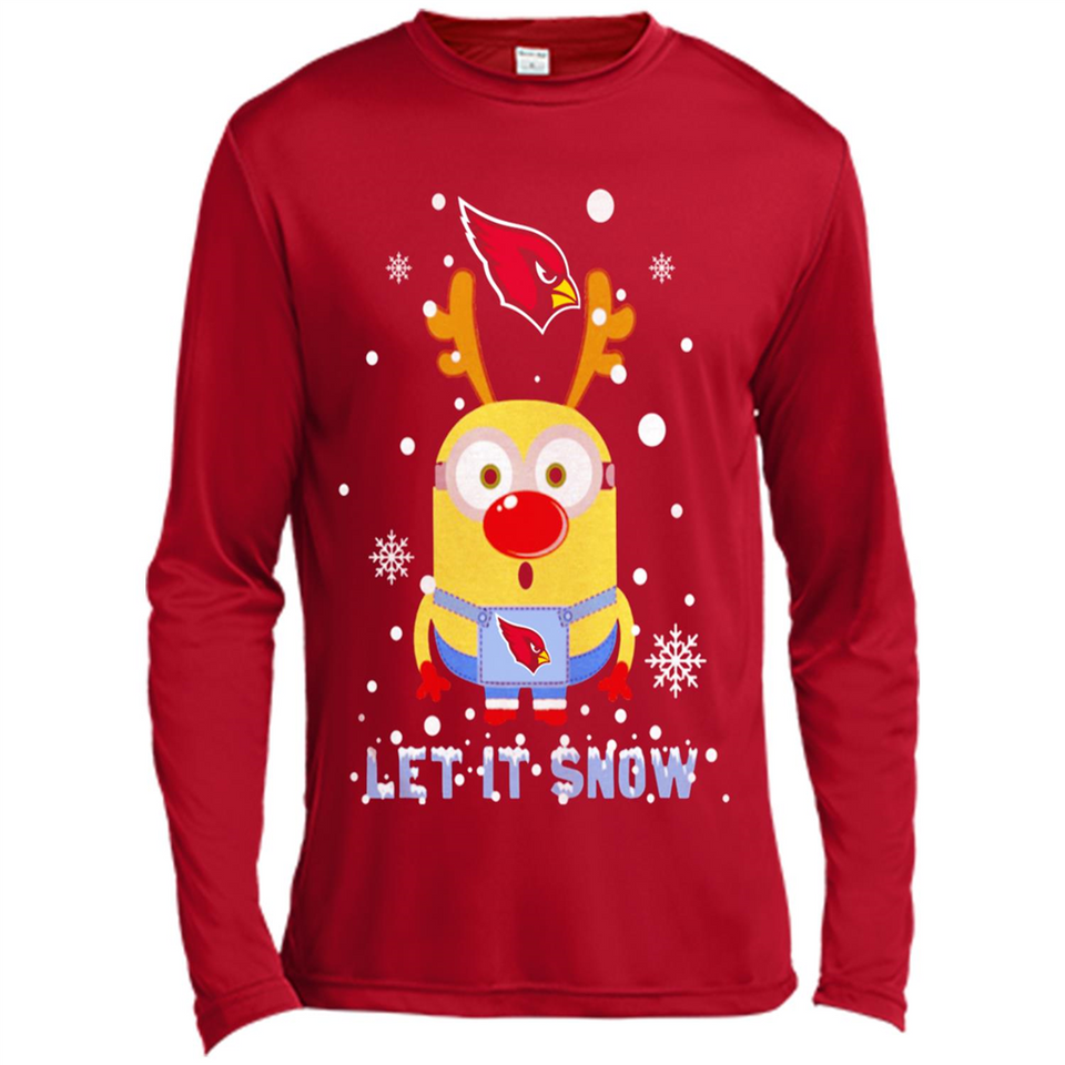 Minion Arizona Cardinals Ugly Christmas Sweater Let it Snow - Canvas Long Sleeve T-Shirt