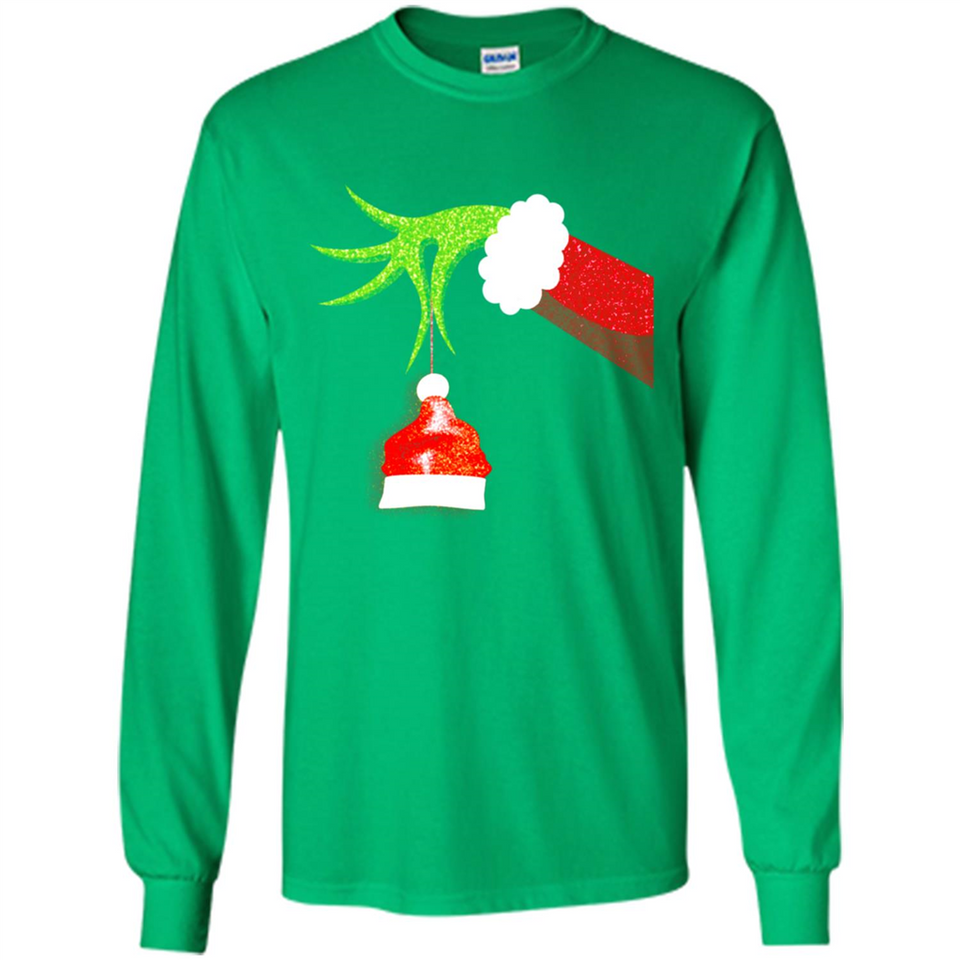 Funny Grinch Hand Holding Santa Hat Ornament Christmas PING PONG