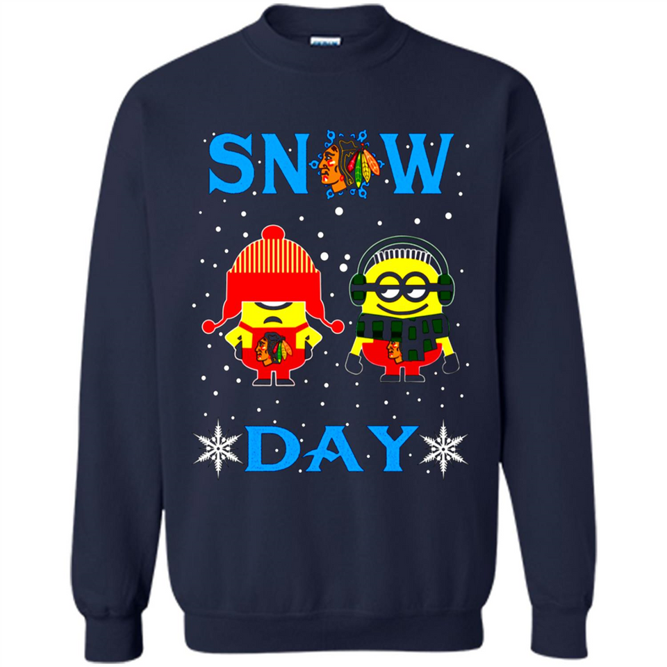Snow Day Shirt For Chicago Blackhawks Vs Minion Fans pingpong