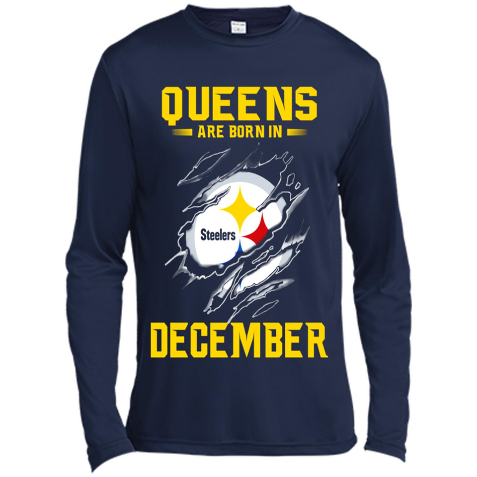 Queens Are Born In December - Pittsburgh Steelers Football - Canvas Long Sleeve T-Shirt