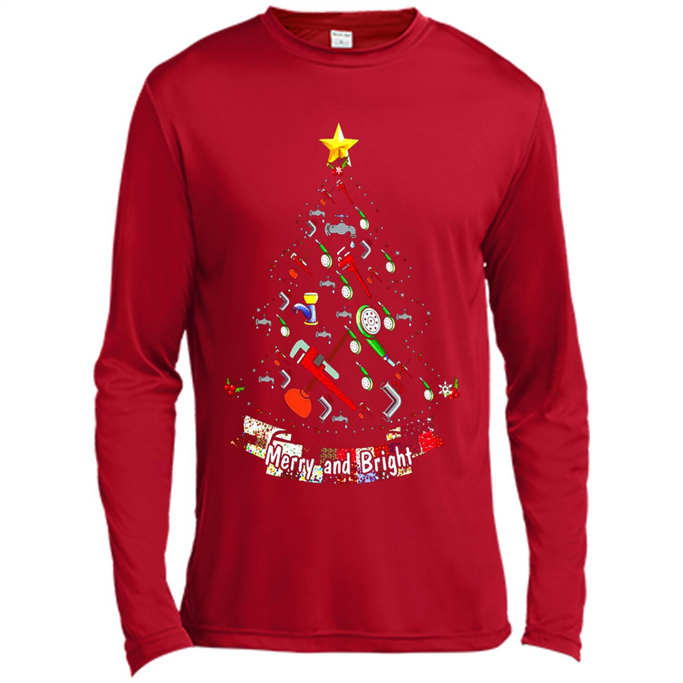 Merry And Bright Plumber Christmas Tree Shirt PINGPONG - Canvas Long Sleeve T-Shirt