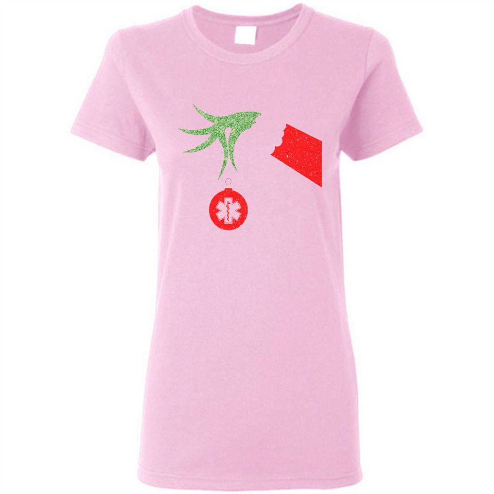 Funny Grinch Hand holding Doctor ornament Christmas Sporty T-Shirt - Ladies Short-Sleeve