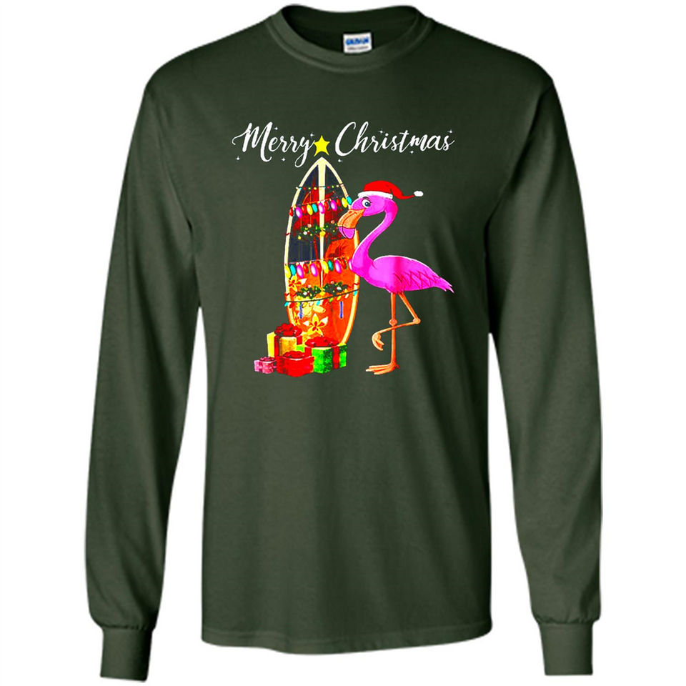 Flamingo Christmas Shirt, Merry Christmas Shirt , Flamingo - Long Sleeve T-Shirt