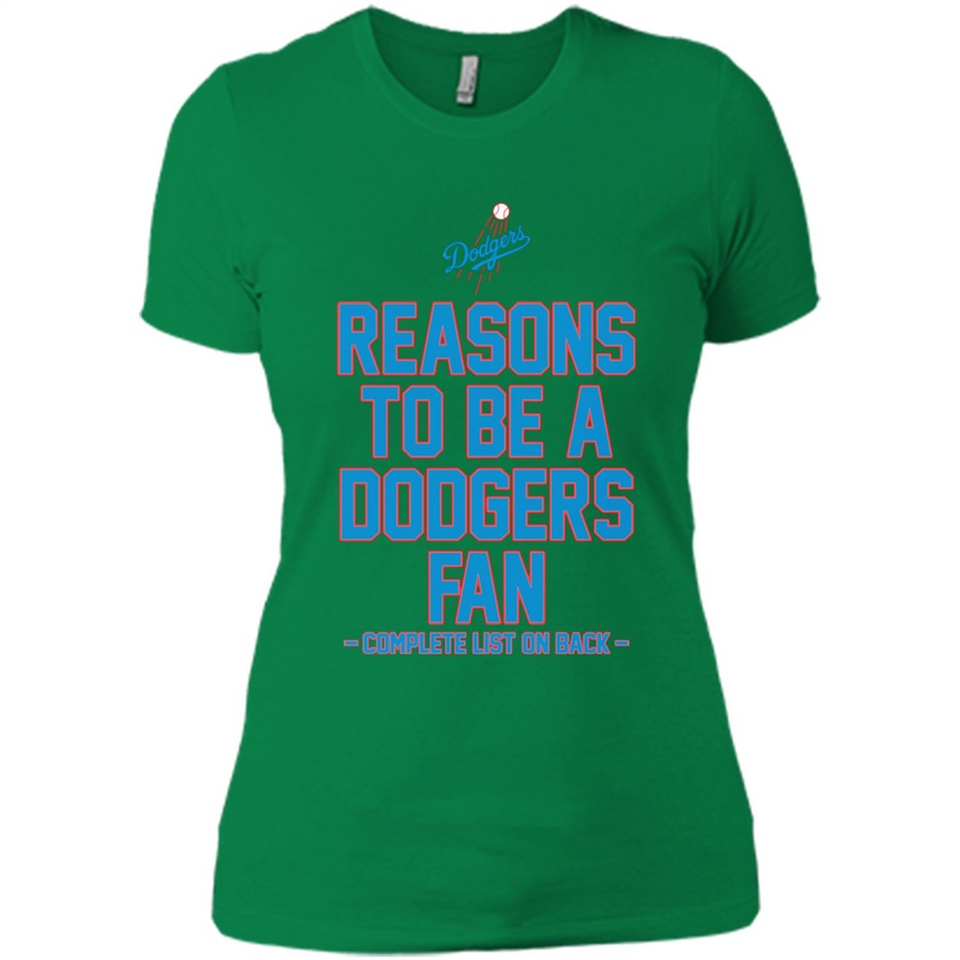 Reasons to be a Los Angeles Dodgers Fan Complete List on Back - Ladies' Boyfriend T-Shirt