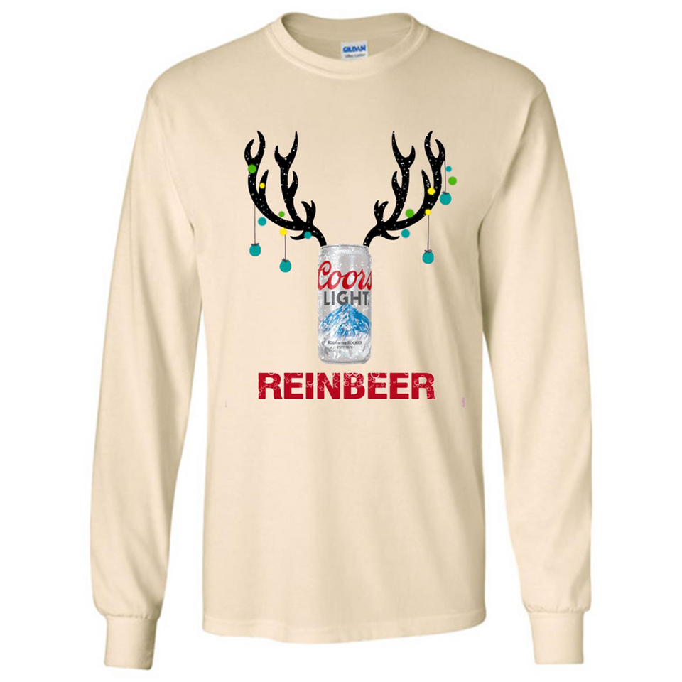 Coors Light Reinbeer Funny Beer Reindeer Christmas Sweatshirt - Long Sleeve T-Shirt