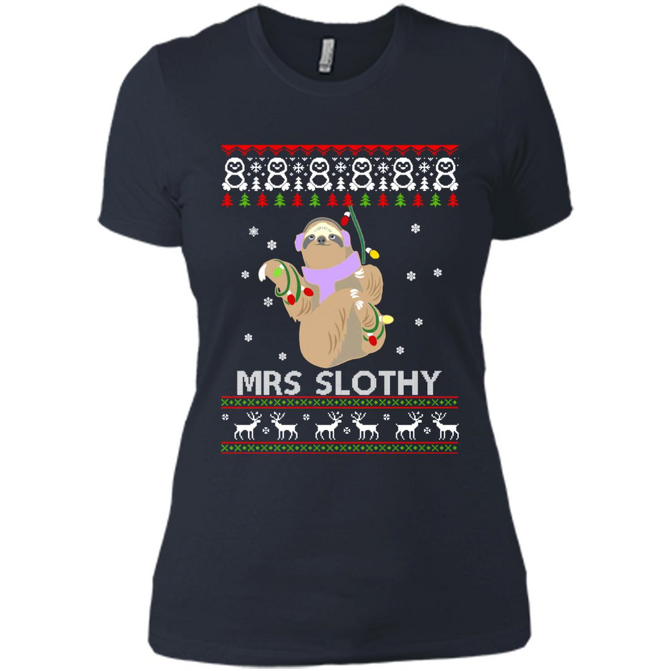 Mrs Slothy Christmas - Ladies' Boyfriend T-Shirt
