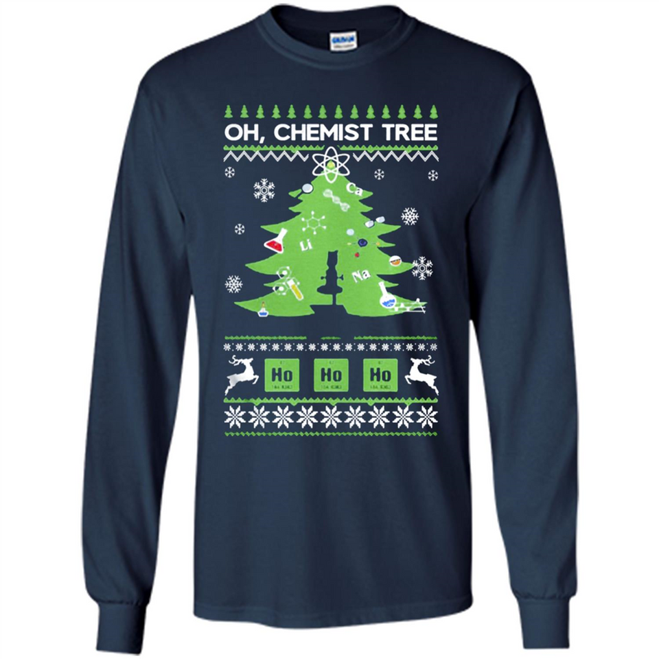 Oh Chemist Tree Ugly Christmas Sweater - Long Sleeve T-Shirt