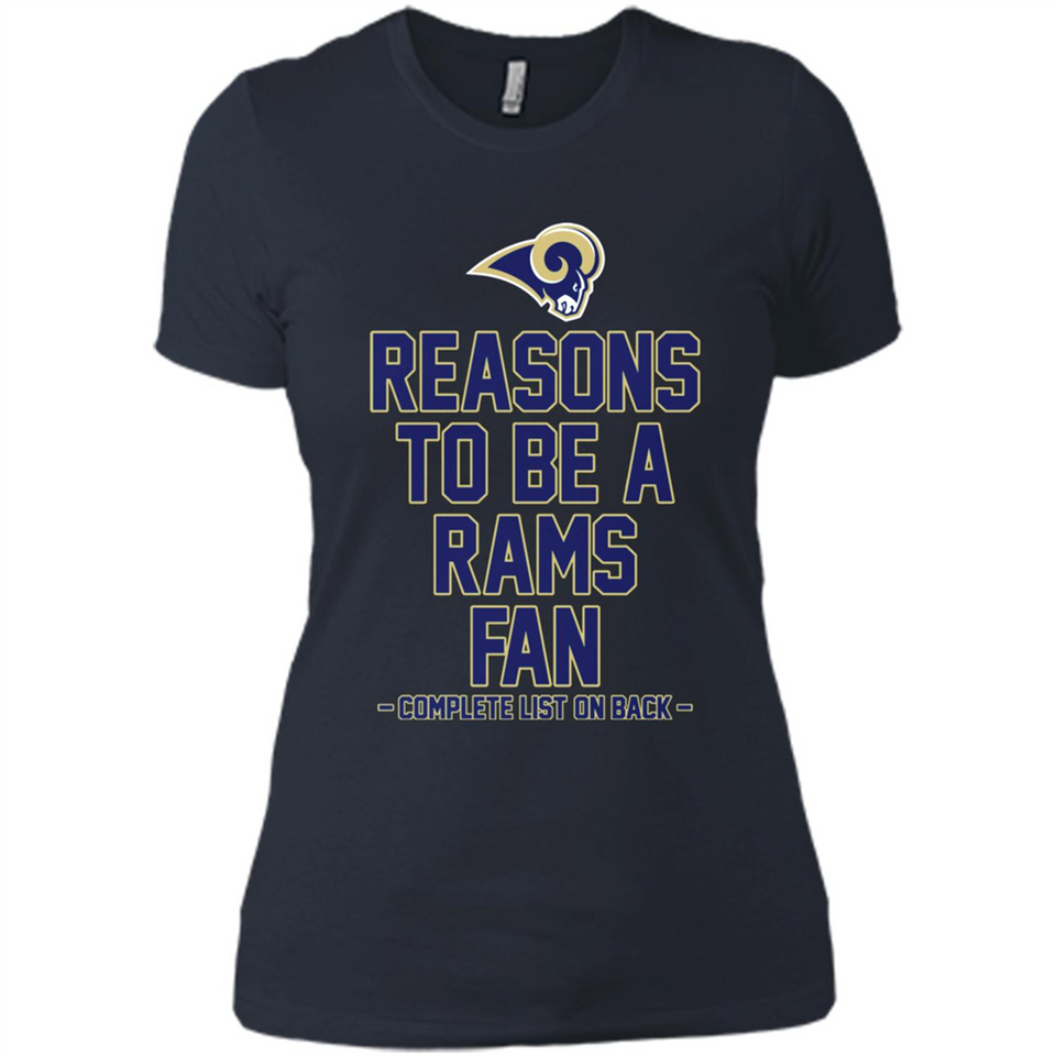 Reasons to be a Los Angeles Rams Fan Complete List on Back - Ladies' Boyfriend T-Shirt