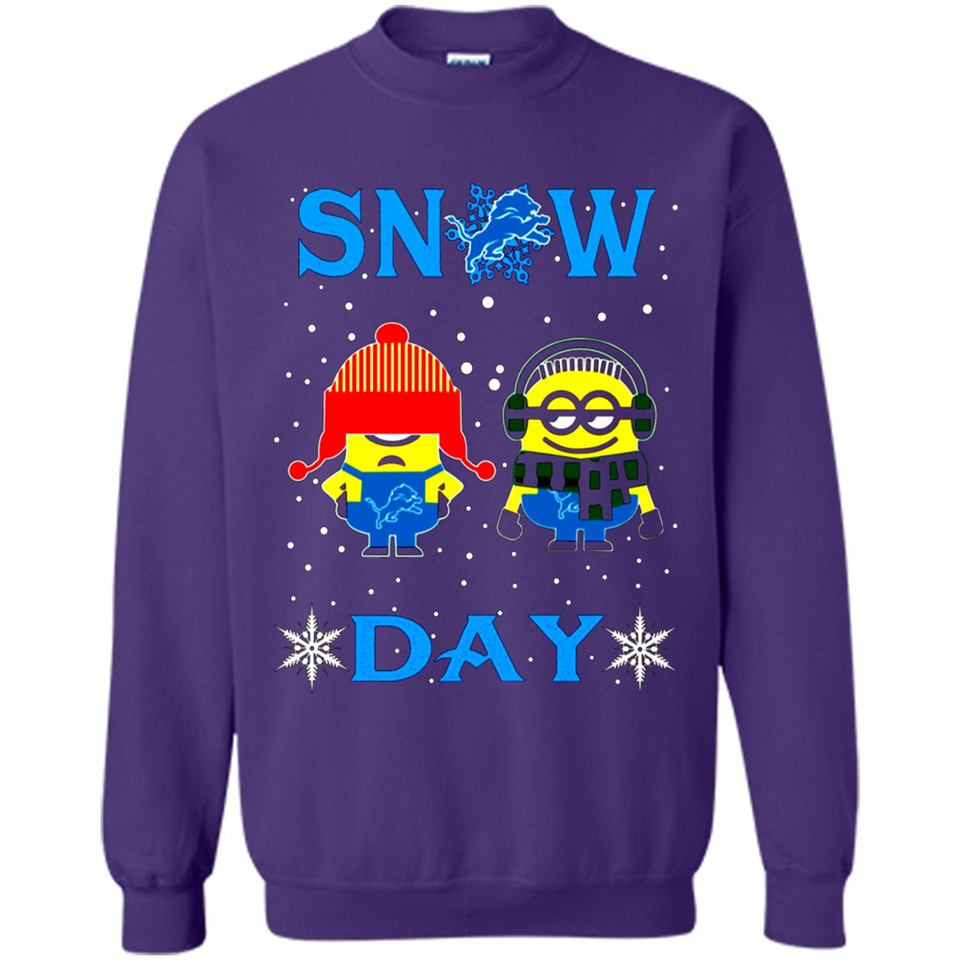 Snow Day Shirt For Detroit Lions Vs Minion Fans pingpong