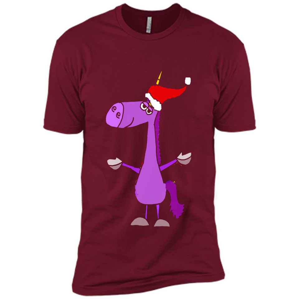 Funny Christmas Unicorn in Santa Hat - Premium Short Sleeve T-Shirt
