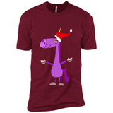 Funny Christmas Unicorn in Santa Hat - Premium Short Sleeve T-Shirt