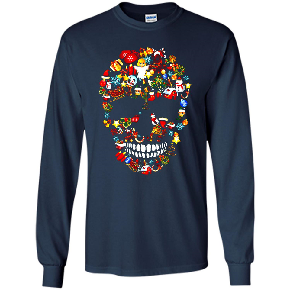 Skull Christmas Decorations Merry Xmas T-Shirt - Long Sleeve T-Shirt
