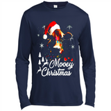 Mooey Christmas Cow Santa Christmas Lover Lights Sweatshirt - Canvas Long Sleeve T-Shirt