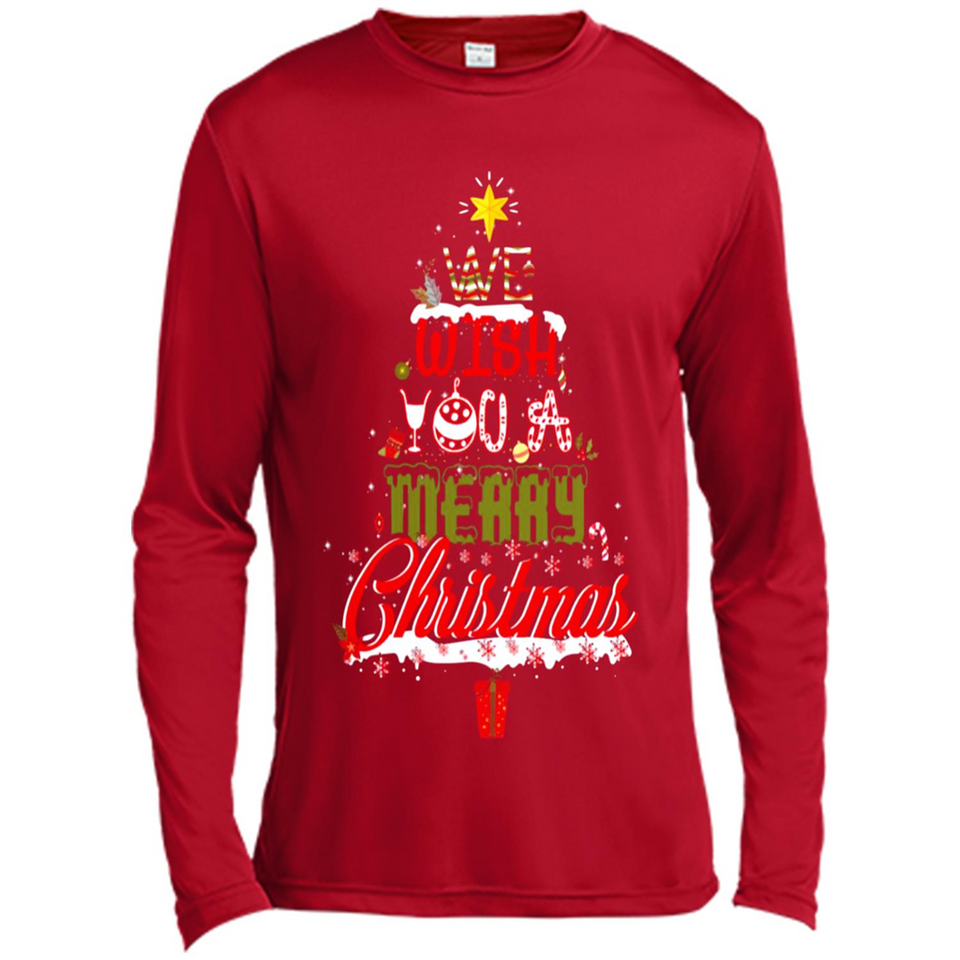 We Wish You A Merry Christmas Funny Pine Gift Sleeve - Canvas Long Sleeve T-Shirt
