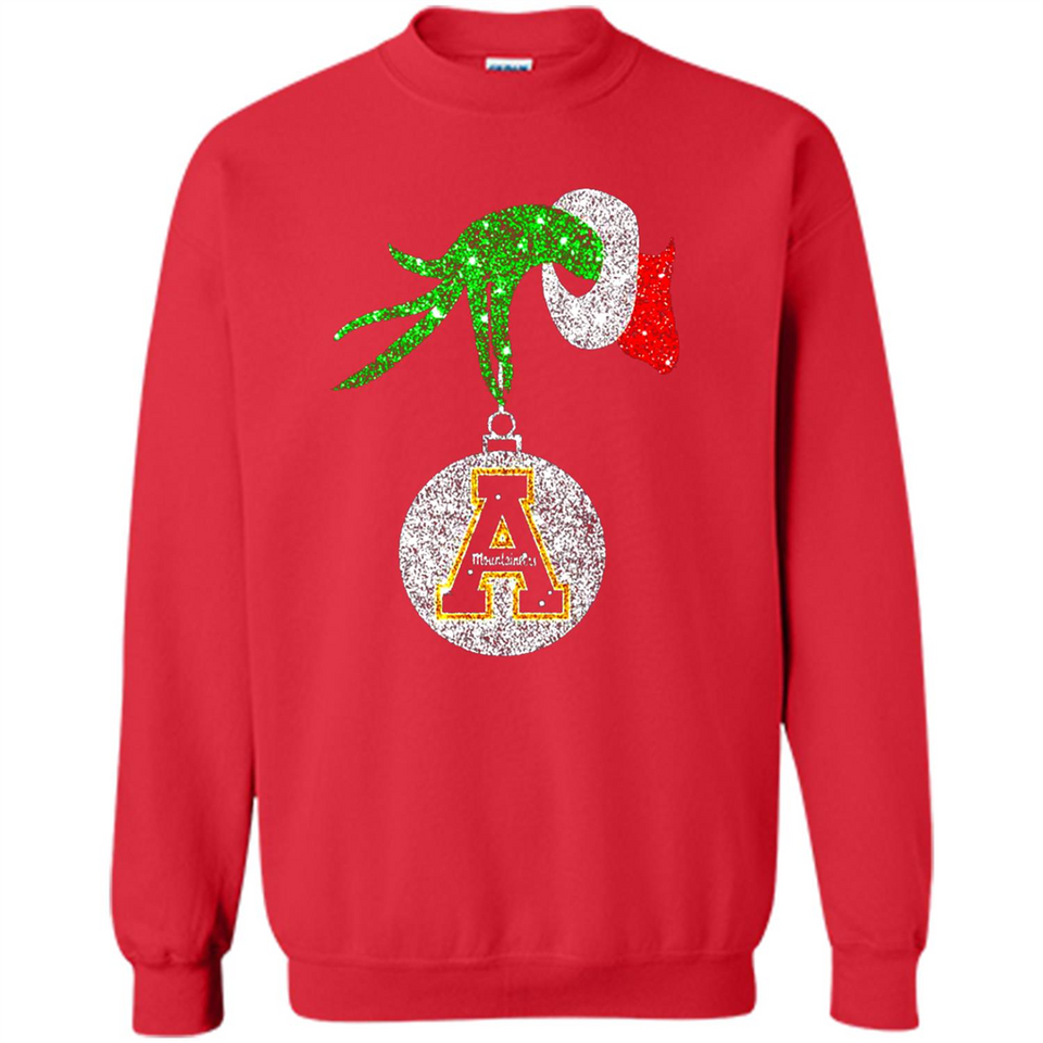 Funny Appalachian State Mountaineers Glitter Grinch Monogram Ornament Christmá - Sweatshirt