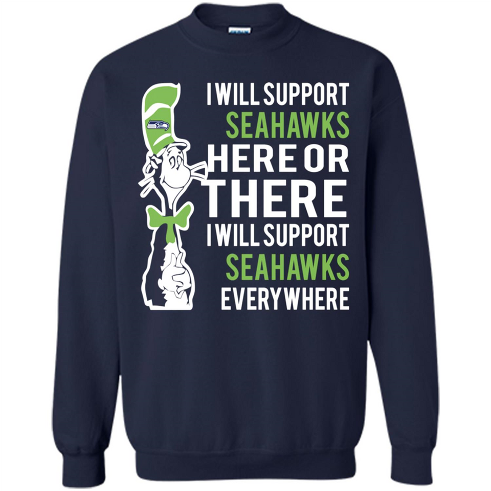Shirt For Dr Seuss Cat And Seattle Seahawks Fans - Sweatshirt