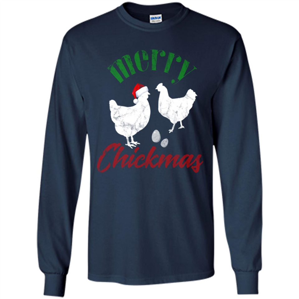 Christmas Chicken Shirt Santa Hens Lover Funny Farmer Gift - Long Sleeve T-Shirt