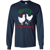 Christmas Chicken Shirt Santa Hens Lover Funny Farmer Gift - Long Sleeve T-Shirt