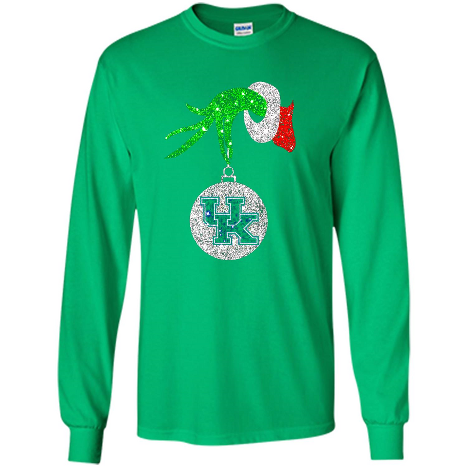 Amazing shirt Kentucky Wildcats Glitter Grinch Monogram Ornament Christmas Gift - Long Sleeve T-Shirt
