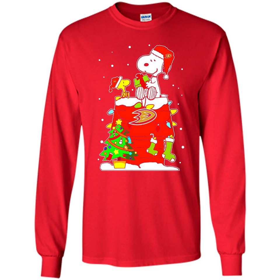 Anaheim Ducks Snoopy Ugly Christmas Sweaters - Sao chép - Long Sleeve T-Shirt