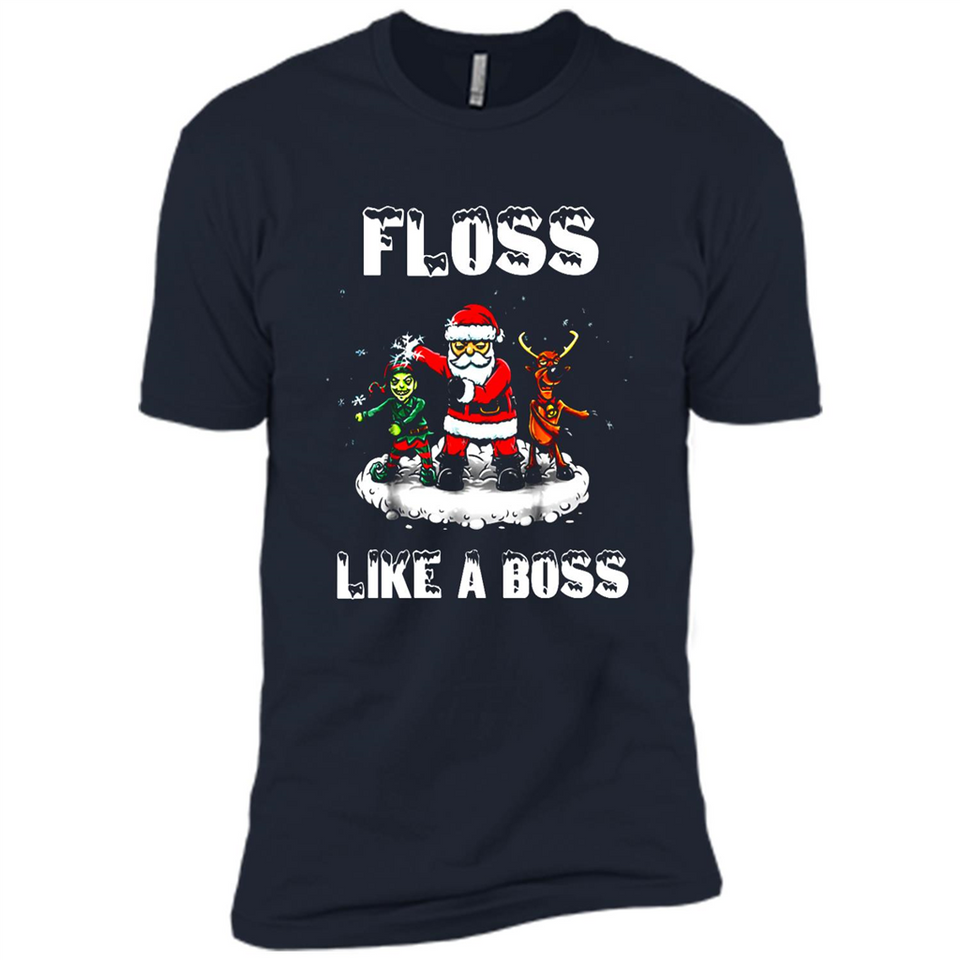 Floss Like A Boss Santa Flossing Dance Funny - Premium Short Sleeve T-Shirt