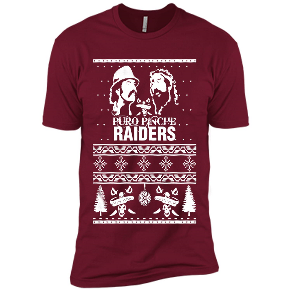 Puro Pinche Raiders Ugly Christmas Sweater - Premium Short Sleeve T-Shirt