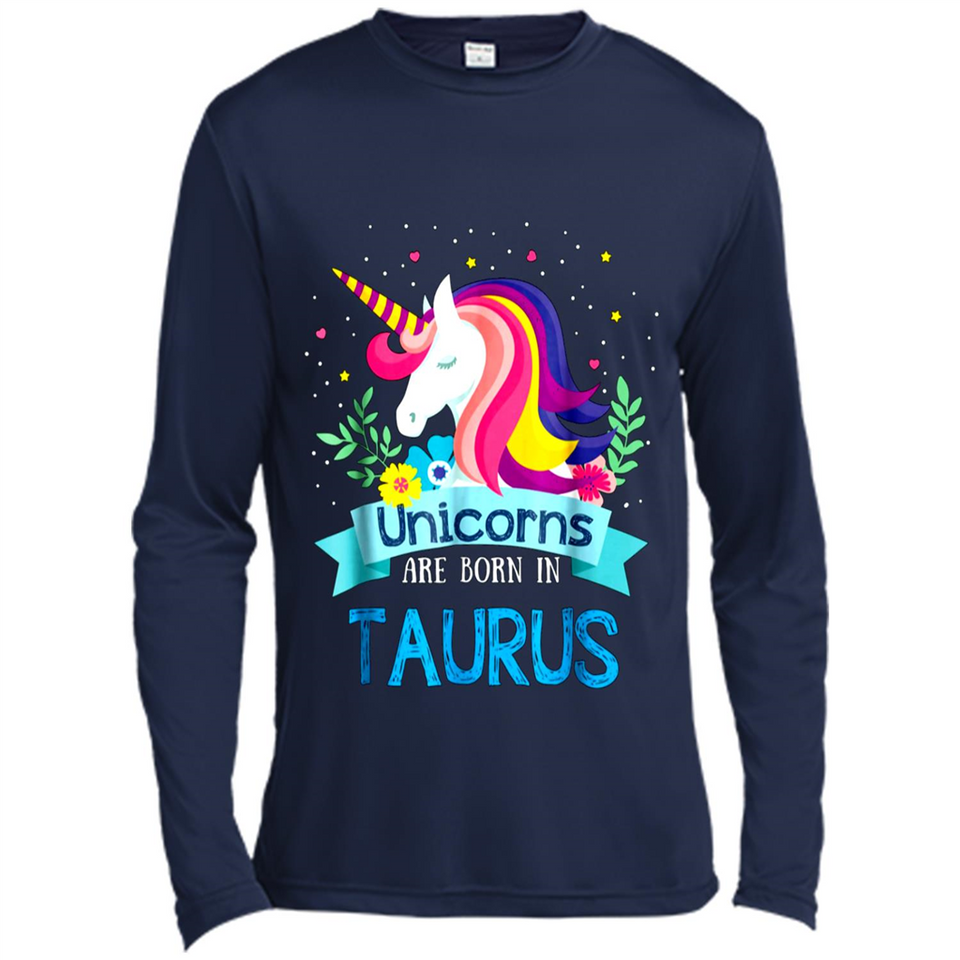 Unicorns are born in Taurus Birthday Rainbow Gift Ladies Custom