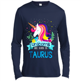 Unicorns are born in Taurus Birthday Rainbow Gift Ladies Custom