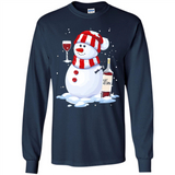 Cute Snowman drink Red Wine Christmas - Long Sleeve T-Shirt