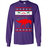 Dinosaur and Santa Clause Ugly Christmas Sweater - Long Sleeve T-Shirt