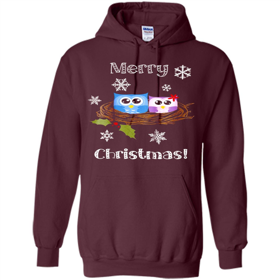 Cute Christmas Shirt Merry Christmas Snowflakes Owls Nest