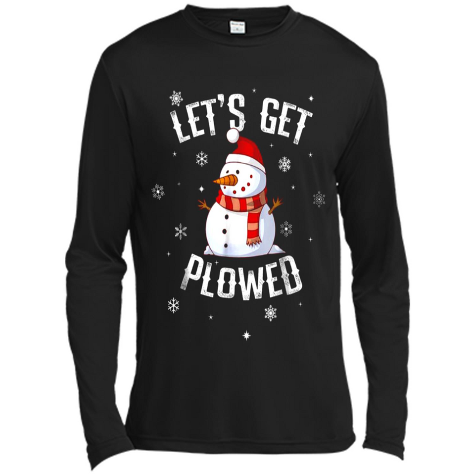 Let's Get Plowed Funny Christmas Snowman - Canvas Long Sleeve T-Shirt
