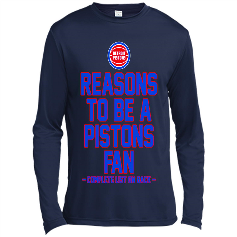 Reasons to be a Detroit Pistons Fan Complete List on Back - Canvas Long Sleeve T-Shirt