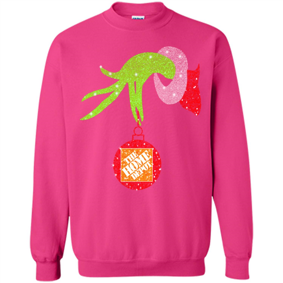 Grinch hand holding Logo HomeDepot Glitter Christmas - Sweatshirt