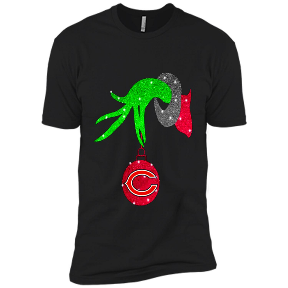 GRINCH HAND HOLDING CHICAGO BEARS GLITTER CHRISTMAS PINGPONG