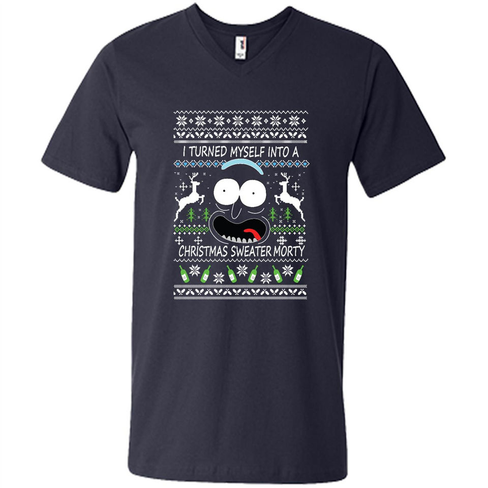 RICK AND MORTY-I TURNED MYSELF INTO A CHRISTMAS SWEATER MORTY UGLY XMAS SWEATER