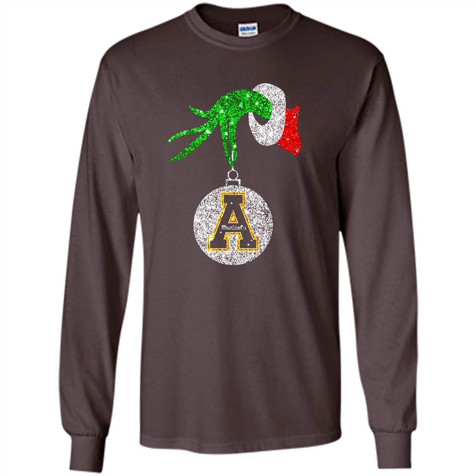 Funny Appalachian State Mountaineers Glitter Grinch Monogram Ornament Christmá - Long Sleeve T-Shirt
