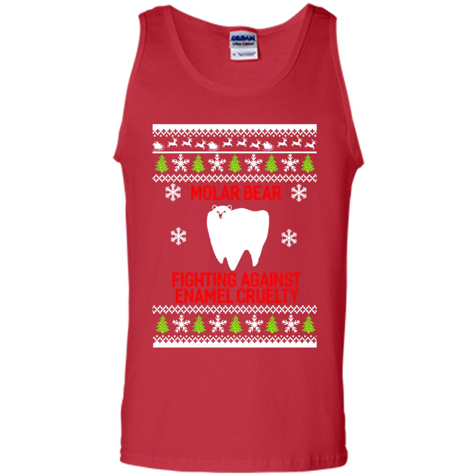 Molar bear fighting against enamel cruelty Christmas - Tank Top