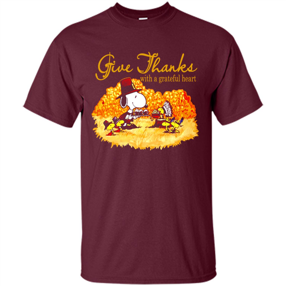Snoopy Thanksgiving Give Thanks With A Grateful Heart - Shirt