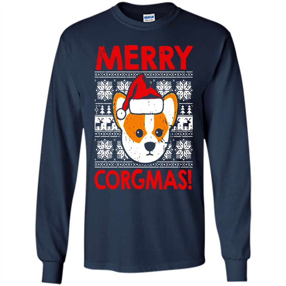 Funny Christmas Santa Corgi Dog Merry Corgmas - Long Sleeve T-Shirt