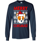 Funny Christmas Santa Corgi Dog Merry Corgmas - Long Sleeve T-Shirt