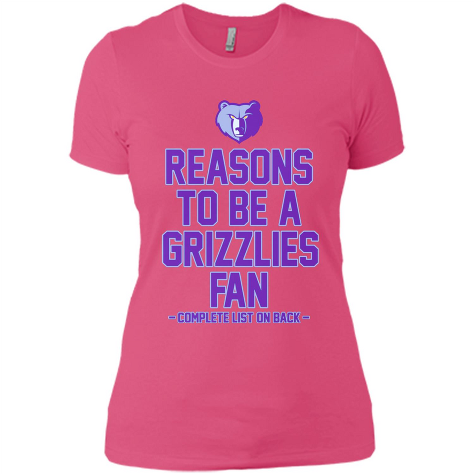 Reasons to be a Memphis Grizzlies Fan Complete List on Back - Ladies' Boyfriend T-Shirt
