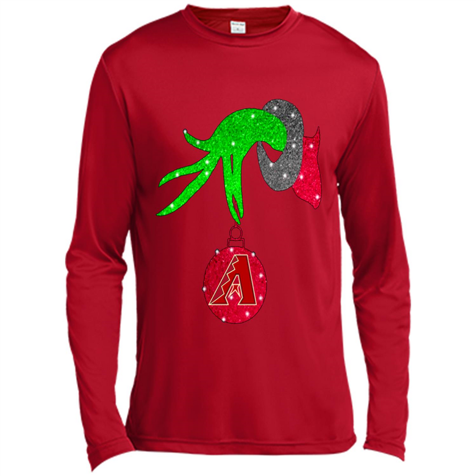 GRINCH HAND HOLDING ARIZONA DIAMONDBACKS GLITTER CHRISTMAS PINGPONG