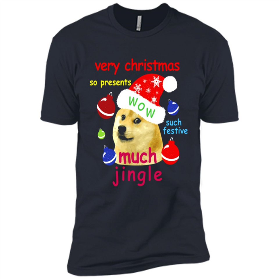 Christmas Doge Meme Shirts Funny Santa Shiba Inu Dog - Premium Short Sleeve T-Shirt