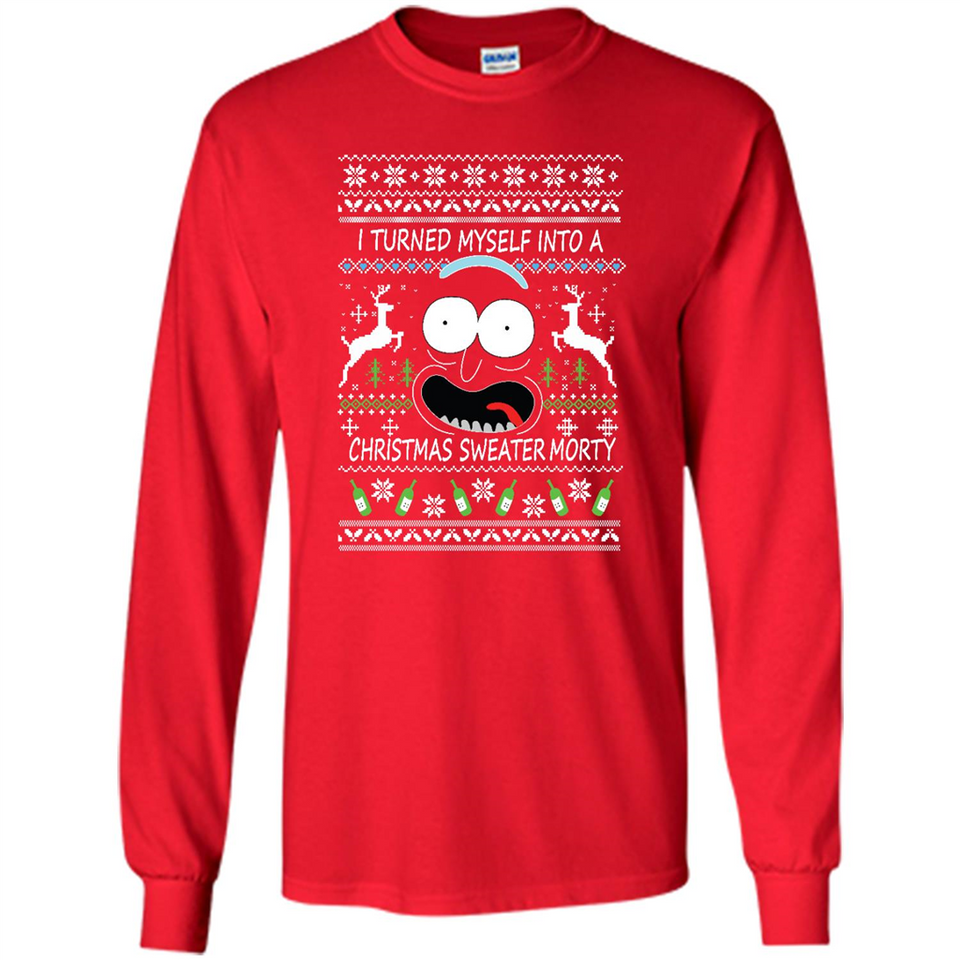 RICK AND MORTY-I TURNED MYSELF INTO A CHRISTMAS SWEATER MORTY UGLY XMAS SWEATER