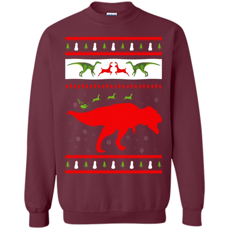 Dinosaur and Santa Clause Ugly Christmas Sweater - Sweatshirt